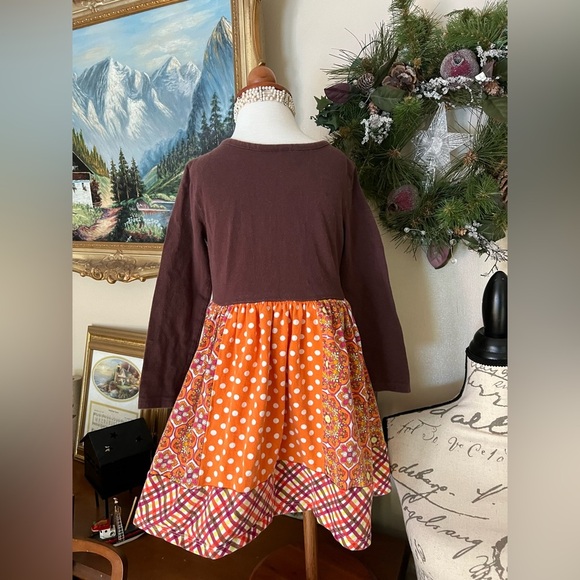 🧡 Girls Thanksgiving Turkey Long-Sleeve Dress - Picture 6 of 8